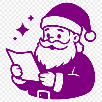 Illustration of jolly old man in red suit and hat, often associated with Christmas and holiday celebrations.