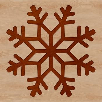 A detailed illustration of a delicate six-pointed snowflake in vector format.