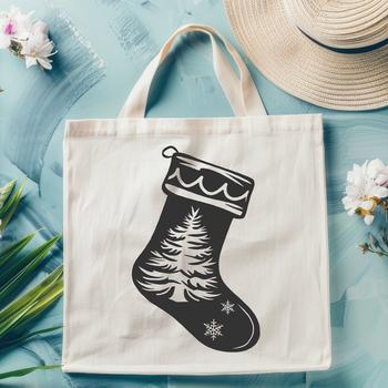 Christmas stocking design in vector format for digital cutting machines.