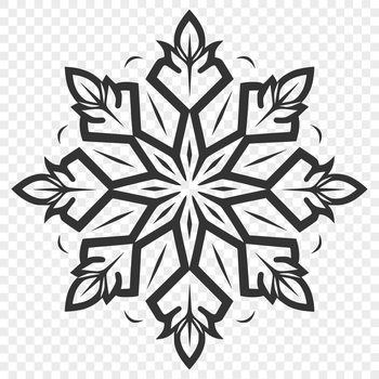A stylized illustration of a single snowflake made up of intricate lines and shapes.