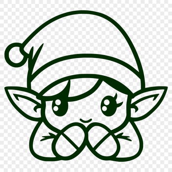 A small, mischievous Christmas elf with a pointed head and hat.