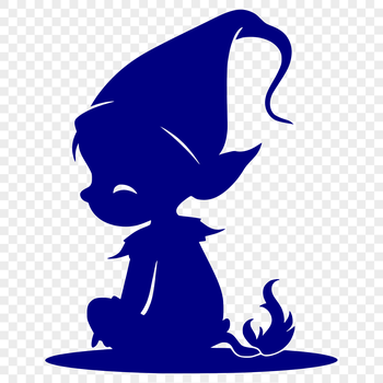 A full-body illustration of a Christmas elf in a seated position.