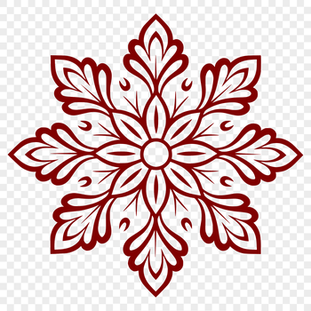 A delicate, symmetrical snowflake design with intricate patterns and lines.