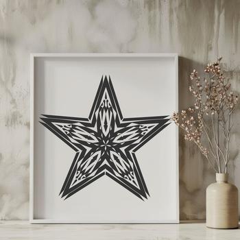 A stylized star shape made from geometric lines, suitable for digital design and printing.