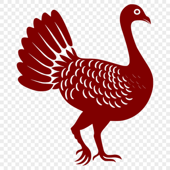An illustration of a farm animal, the turkey is depicted in full body pose.