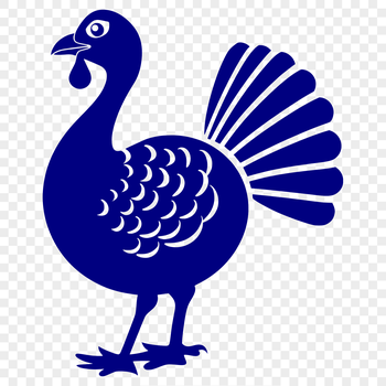 A realistic full-body illustration of a farm-raised turkey.