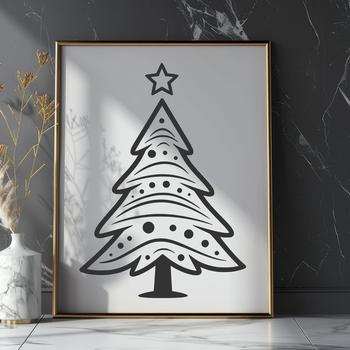 A stylized digital illustration of a Christmas tree, suitable for vector graphics and cutting machines.