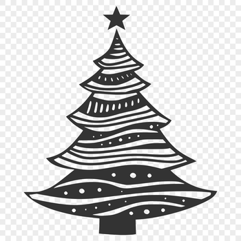 A vector graphic representation of a traditional Christmas tree with branches and decorations.