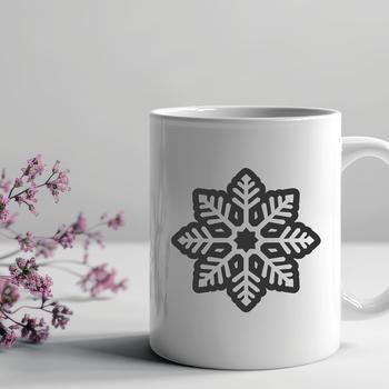 A delicate winter snowflake design made from interconnected geometric shapes.