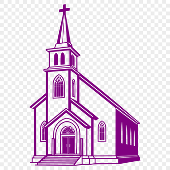 A detailed illustration of a Baptist church architecture with a traditional design.