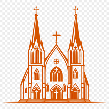Church building vector graphic for print and web design, featuring a religious architectural icon.