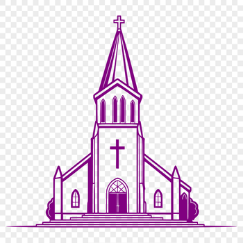 An iconic representation of a Protestant house of worship, featuring classic architectural elements.