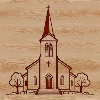 A simple outline design of a church building with a steeple.