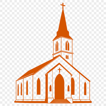 An SVG icon of a traditional Protestant church building with classic architecture.