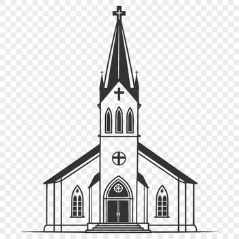 Illustrated vector design of a traditional Protestant church building