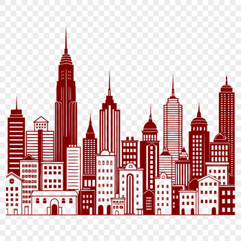 A stylized illustration of a city skyline with prominent skyscrapers and buildings, suitable for vector design projects.