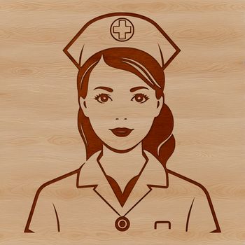 A female nurse in a standard medical uniform.