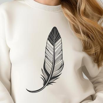 A single feather with delicate texture, suitable for vector design projects.