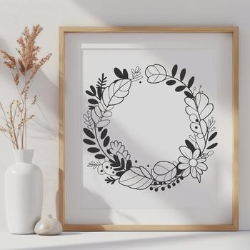 A floral wreath design created as a vector art graphic.