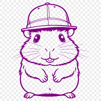 A cute illustration of a hamster wearing a hat, suitable for use as clip art or in vector design projects.