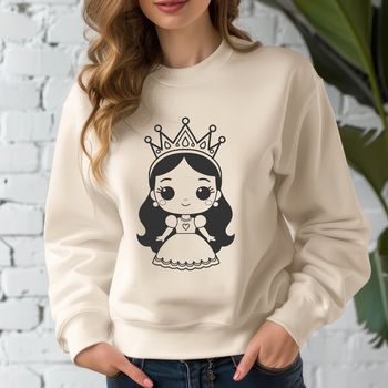 A young female princess standing in a elegant pose, suitable for use as vector art or clip art.