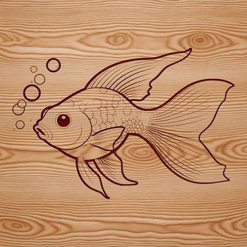 An illustration of a goldfish in water, suitable for use as clip art.