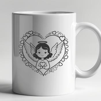 Angel silhouette with a heart, suitable for vector designs and cutting machine projects.