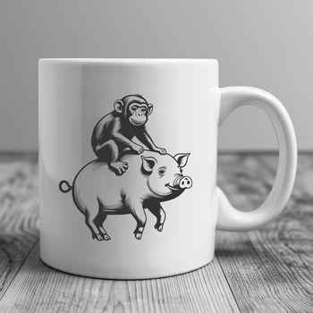 A digital illustration of a hybrid animal with monkey and pig features, created as a vector graphic.