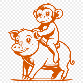 A cartoon monkey with pig features, suitable for vector art and design.