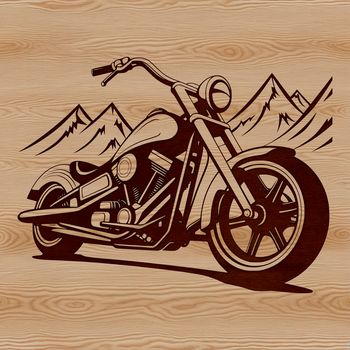 A detailed illustration of a motorcycle with sleek lines and components.