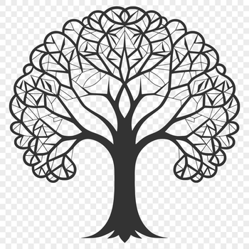 A detailed illustration of a tree in vector format, suitable for digital design and cutting applications.