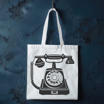 An illustration of a classic telephone with modern design elements.