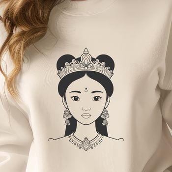 A young female character in royal attire, suitable as vector art for digital designs.