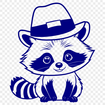 SVG vector graphic illustration of a raccoon, suitable for cutting machine stencils or clip art designs.