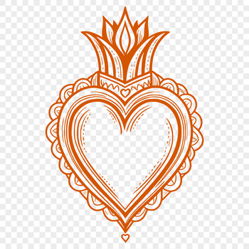 A stylized illustration of the Sacred Heart, symbolizing love and devotion in various faiths.