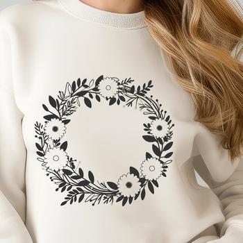 Illustrated floral wreath design in vector format