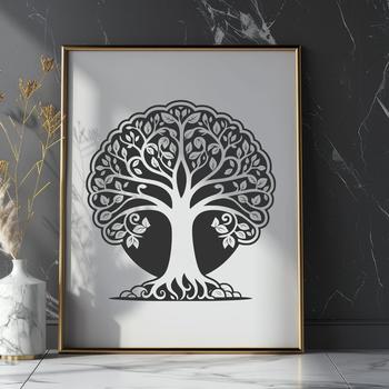 A detailed, scalable illustration of a tree in various growth stages.