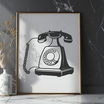 Illustration of a telephone with vector lines and shapes for use in graphic design and digital art.