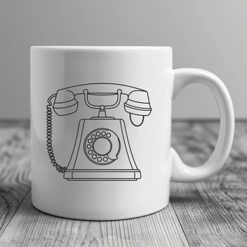 An illustration of a modern telephone with a sleek design.
