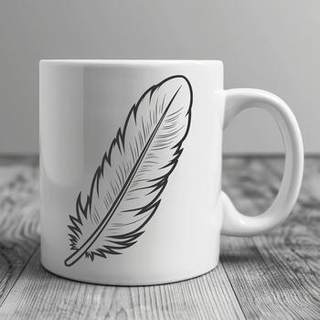 An SVG design element featuring the details and texture of a lone feather.