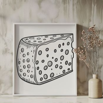 A high-quality graphic illustration of a wedge of cheese.
