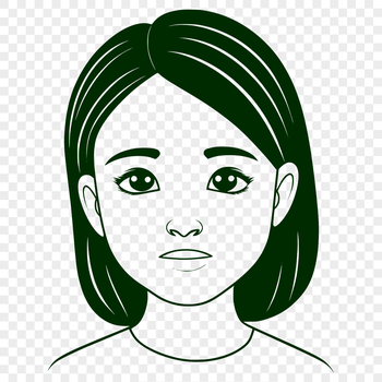 A young girl with a smiling face and casual attire, illustrated as a vector graphic.