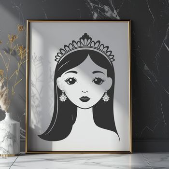 Female princess character in vector format, suitable for various design applications.