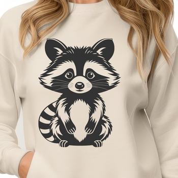 A detailed clip art design featuring a raccoon made from interconnected lines and shapes.
