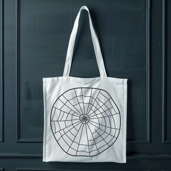 A digital illustration of a spider web made up of intricate lines and patterns.