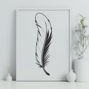 An isolated, high-contrast outline of a bird's feather, suitable for digital design and crafting projects.
