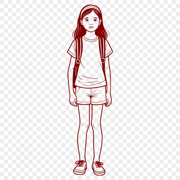 A digital illustration of a young girl in various poses.