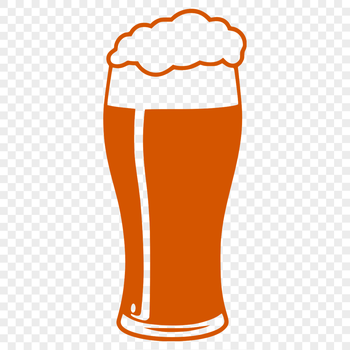 A stylized illustration of a beer in a glass.