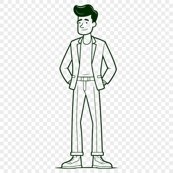 An illustration of a male figure in a simple design.