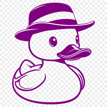 A simple illustration of a duck wearing a hat, suitable for digital design projects.